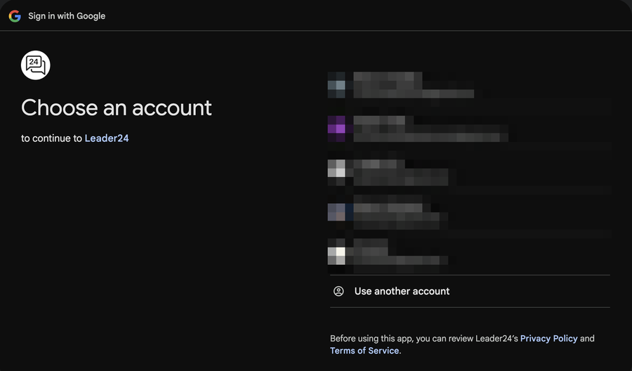 Scelta dell'account Google