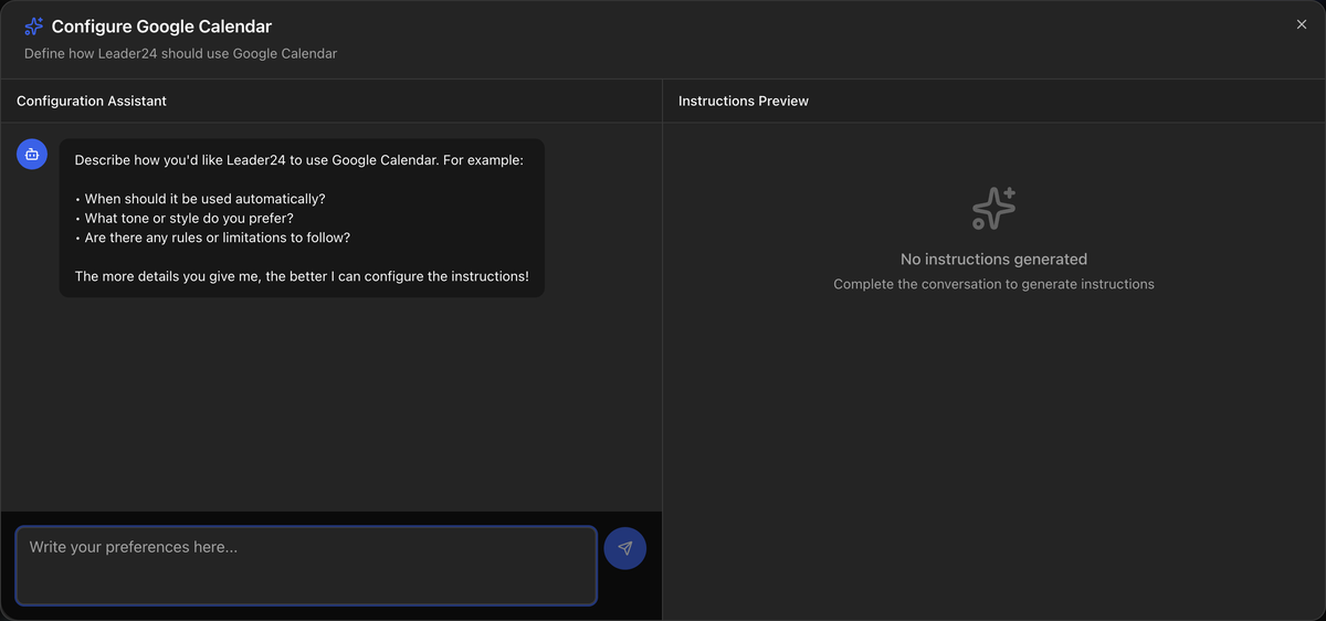 Finestra Configura Google Calendar